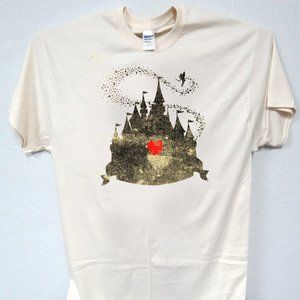 CINDERELL'S CASTLE, DISNEY WORLD, TINKERBELL, MENS IVORY T-SHIRT T-264